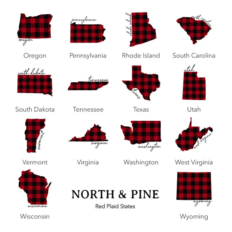 Red Plaid State - Cotton Tea Towel