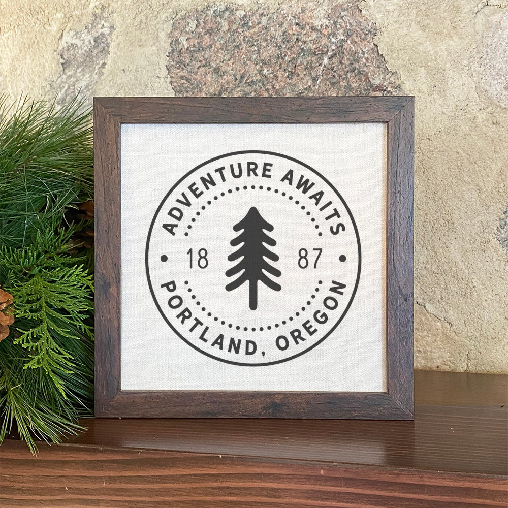 Tree Stamp w/ City, State - Custom Framed Sign