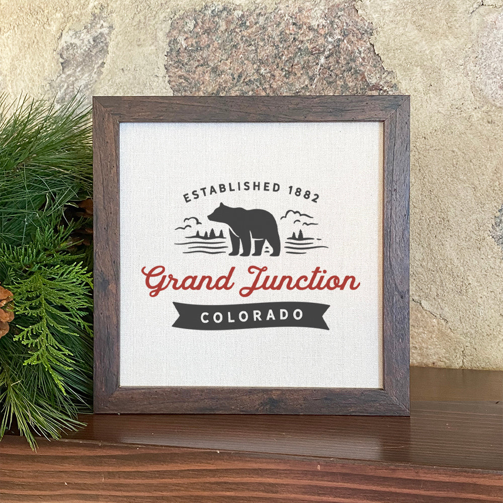 Bear Scene w/ City, State - Custom Framed Sign