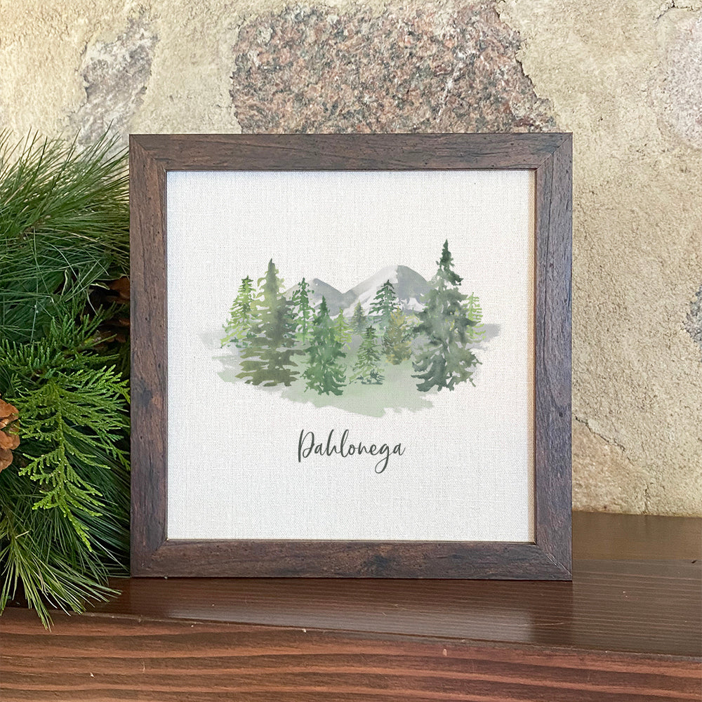 Watercolor Mountain Scene - Custom Framed Sign