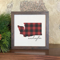 Red Plaid State - Framed Sign