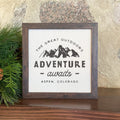 Adventure Awaits w/ City, State - Custom Framed Sign