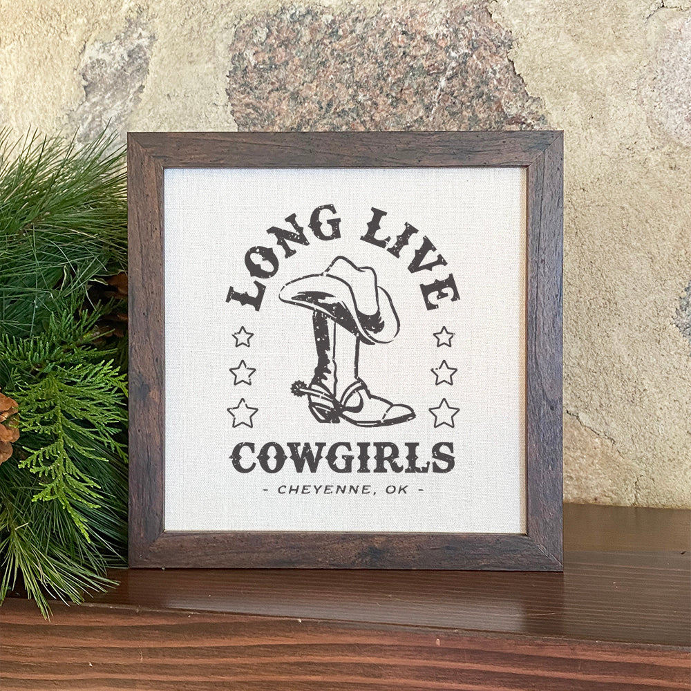 Long Live Cowgirls w/ City, State - Custom Framed Sign