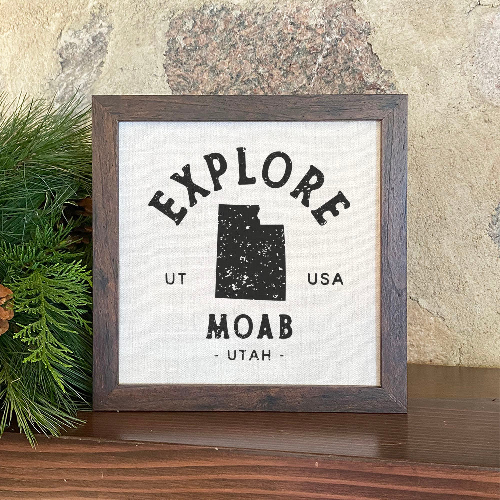 Explore State w/ City, State - Custom Framed Sign