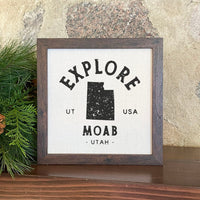 Explore State w/ City, State - Framed Sign