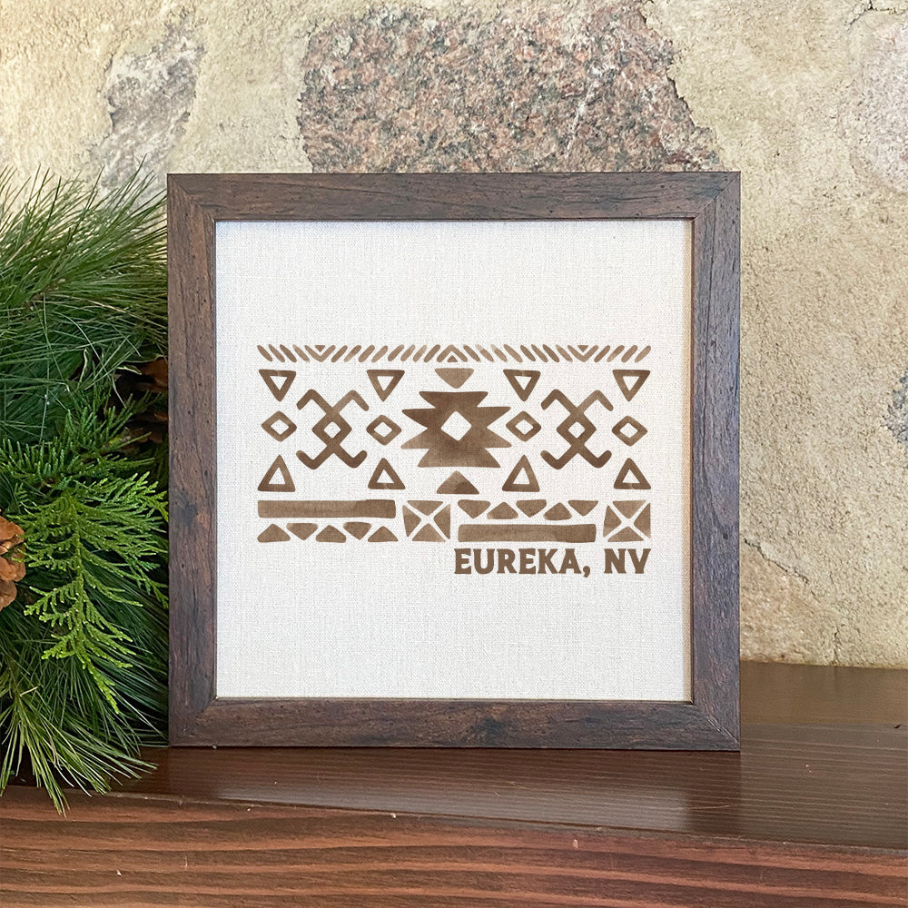 Western Pattern w/ City State - Custom Framed Sign