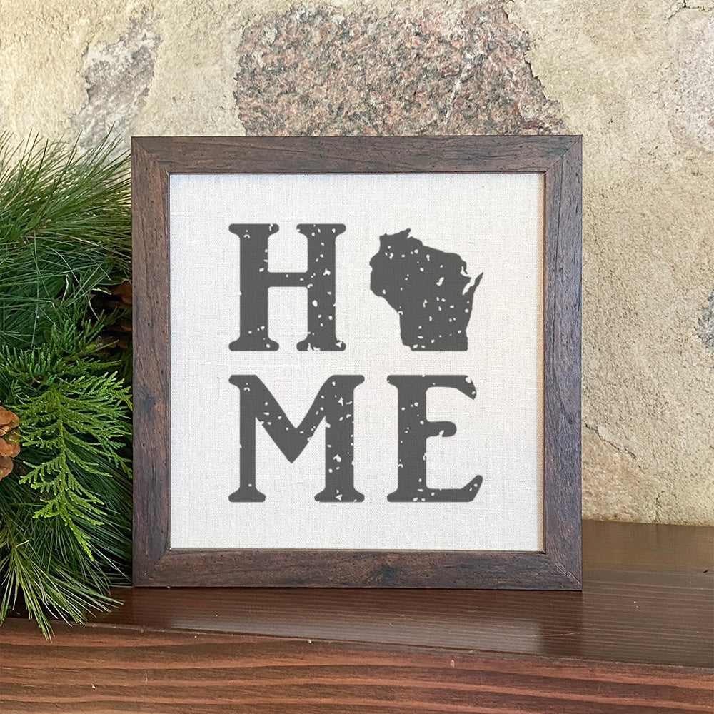 Distressed Home w/ State - Custom Framed Sign
