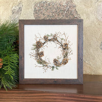 Rustic Pinecone Wreath - Winter Customizable Framed Sign