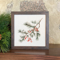Rustic Frosted Pine and Berry - Customizable Framed Sign
