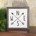 Compass with Arrows - Framed Sign