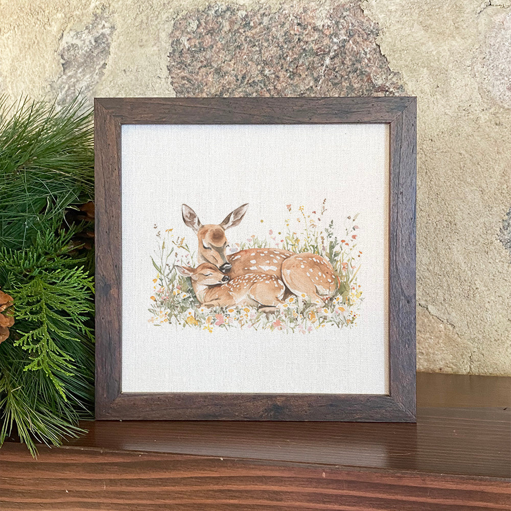 Doe & Fawn - Spring Framed Sign
