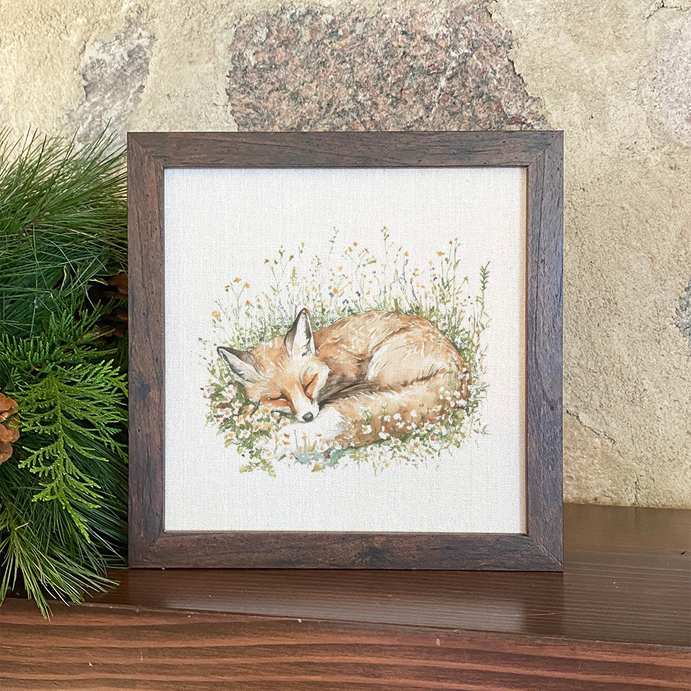 Sleeping Fox - Spring Framed Sign