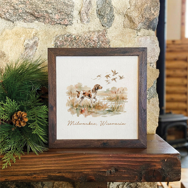 Pointer Marsh Scene - Custom Framed Sign