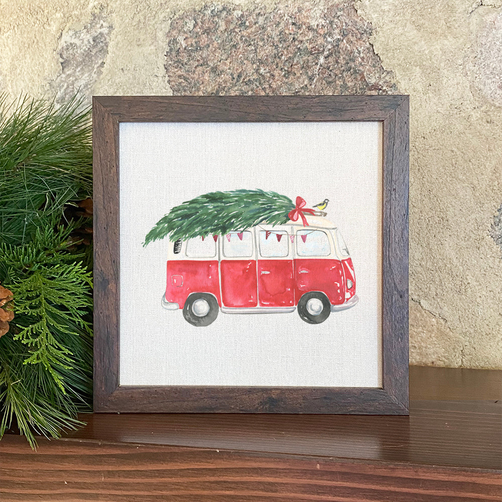 Vintage Van with Tree - Framed Sign