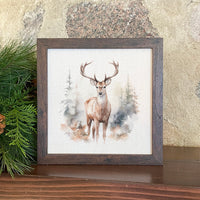 Winter Buck Scene - Framed Sign