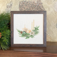 Candle and Pine Arrangement - Framed Sign