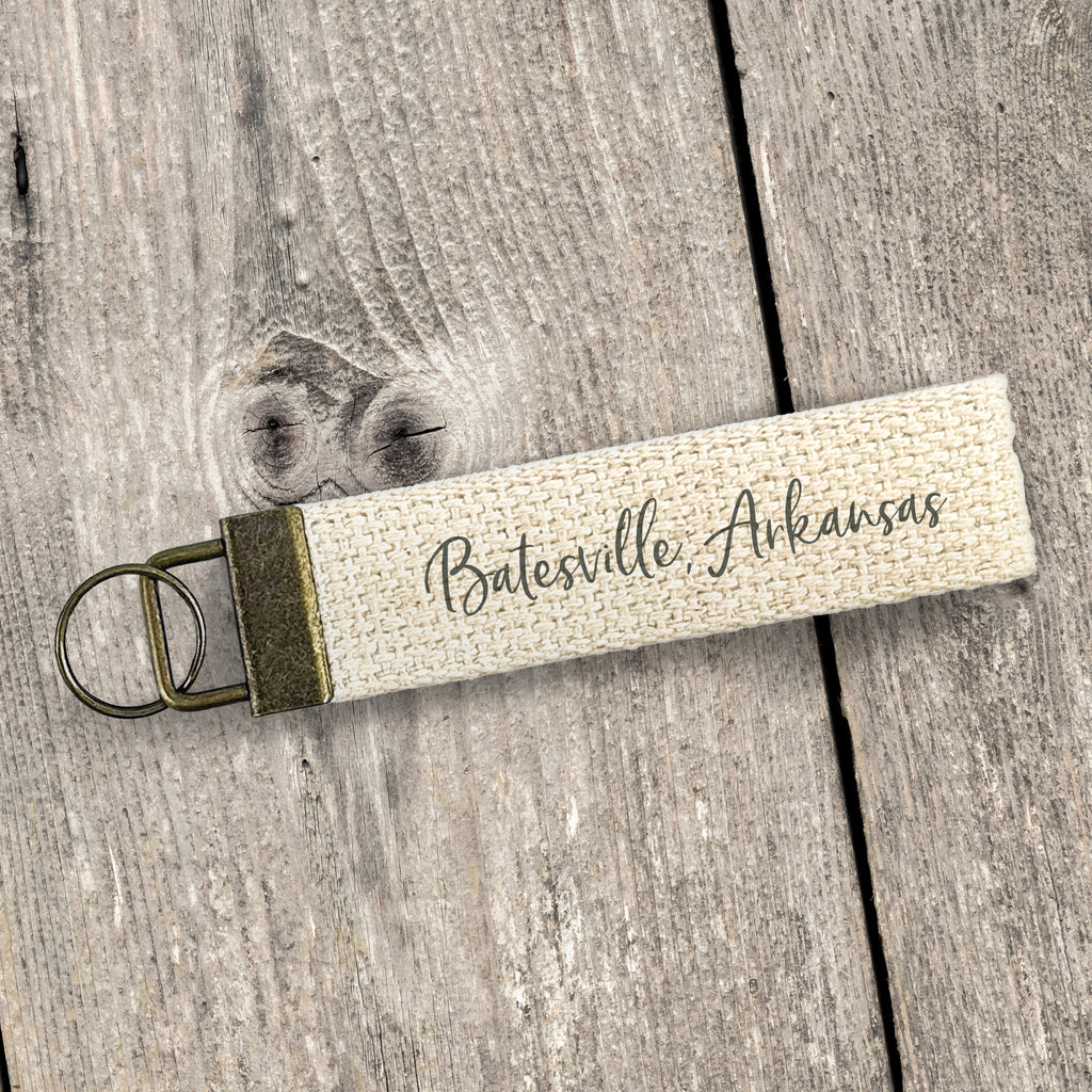 Script City, State - Custom Canvas Key Fob