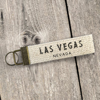 Distressed City, State - Canvas Key Fob