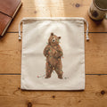 Bear with Christmas Lights - Cotton Cinch Bag