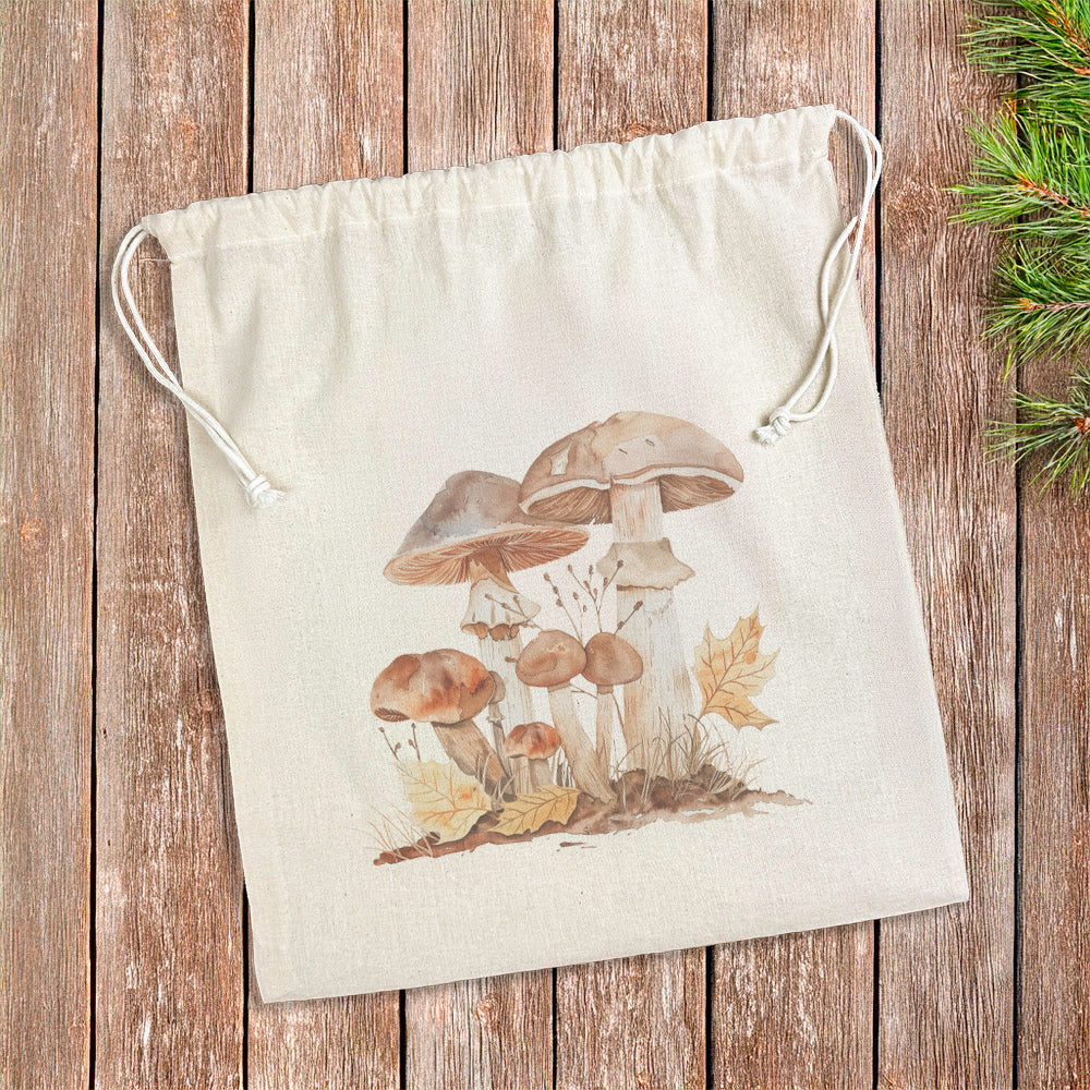 Forest Floor Mushrooms - Cotton Cinch Bag