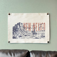 Sketched Cowboy Riding Horse - Custom Canvas Wall Hanging
