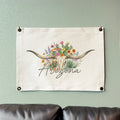 Longhorn Skull & Botanicals - Custom Canvas Wall Hanging
