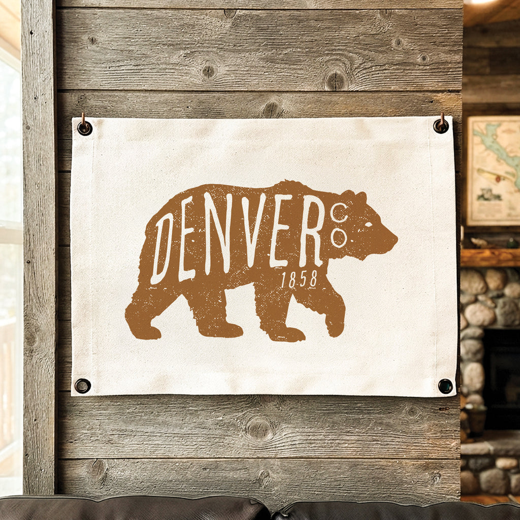 Vintage Bear Logomark - Custom Canvas Wall Hanging