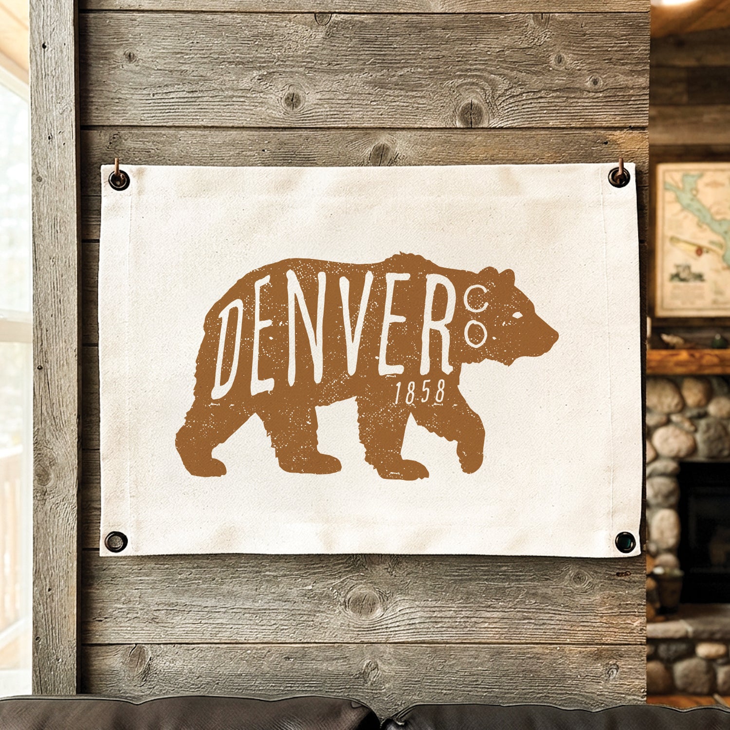 Vintage Bear Logomark - Custom Canvas Wall Hanging