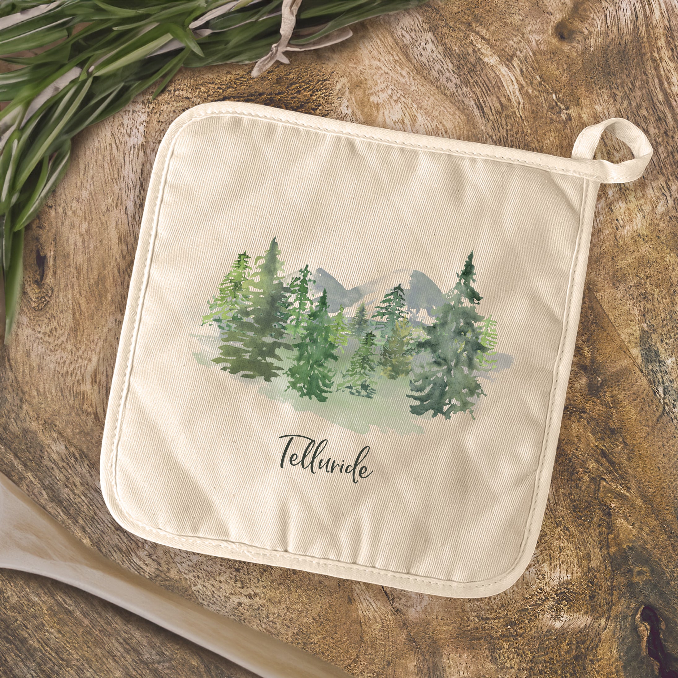 Watercolor Mountain Scene - Custom Cotton Pot Holder