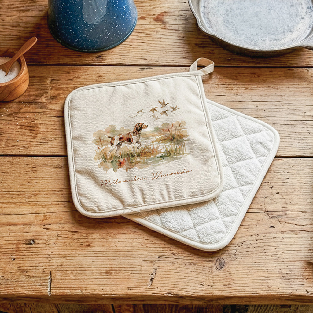 Pointer Marsh Scene - Custom Cotton Pot Holder