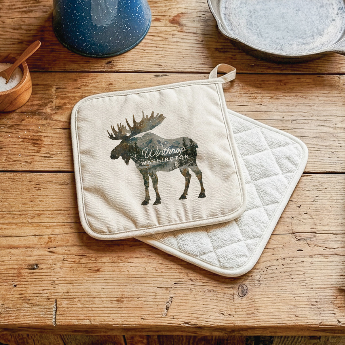 Moose Silhouette - Custom Cotton Pot Holder