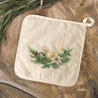 Candle and Pine Arrangement - Cotton Pot Holder