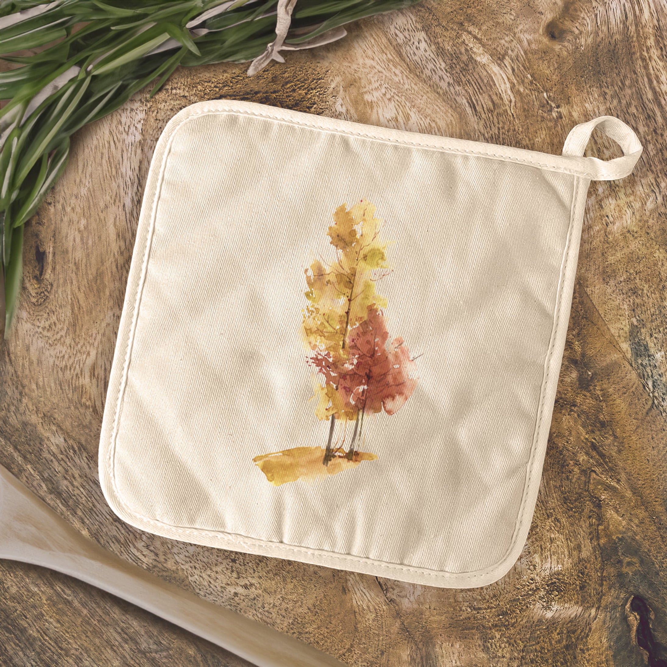 Watercolor Fall Trees (Group) - Cotton Pot Holder
