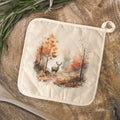 Watercolor Fall Forest and Deer - Customizable Cotton Pot Holder