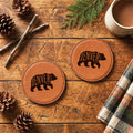 Vintage Bear Logomark - Custom Round Leatherette Coaster