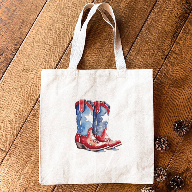 Patriotic Cowboy Boots - Canvas Tote Bag