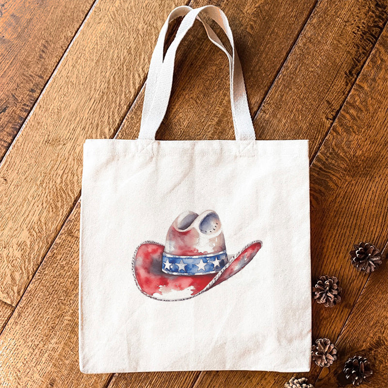 Patriotic Cowboy Hat - Canvas Tote Bag