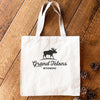 Moose Silhouette w/ City, State - Canvas Tote Bag