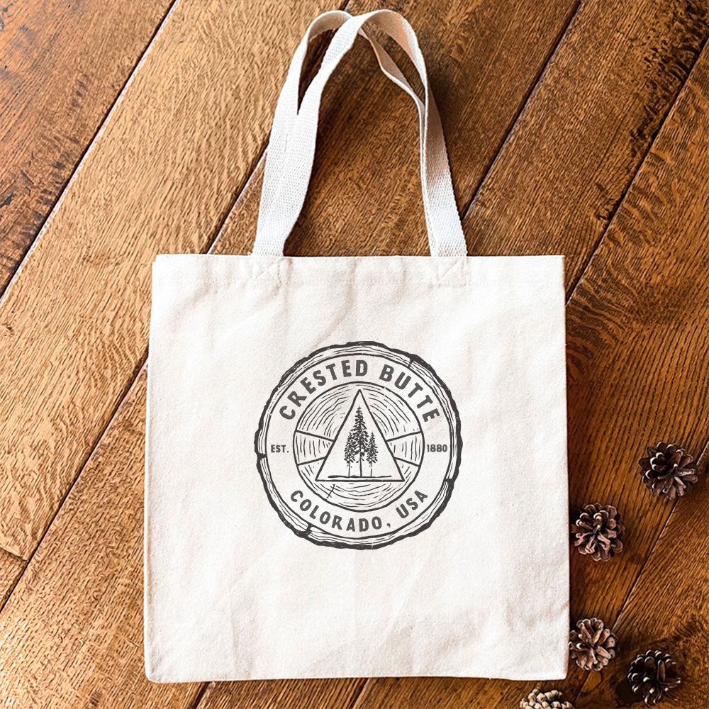 Tree Ring w/ City, State - Custom Canvas Tote Bag