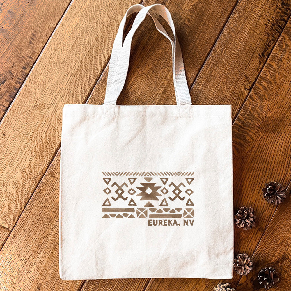 Western Pattern w/ City State - Custom Canvas Tote Bag