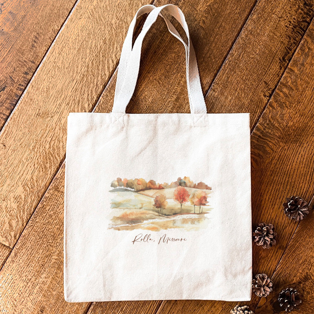 Fall Rolling Hills - Custom Canvas Tote Bag