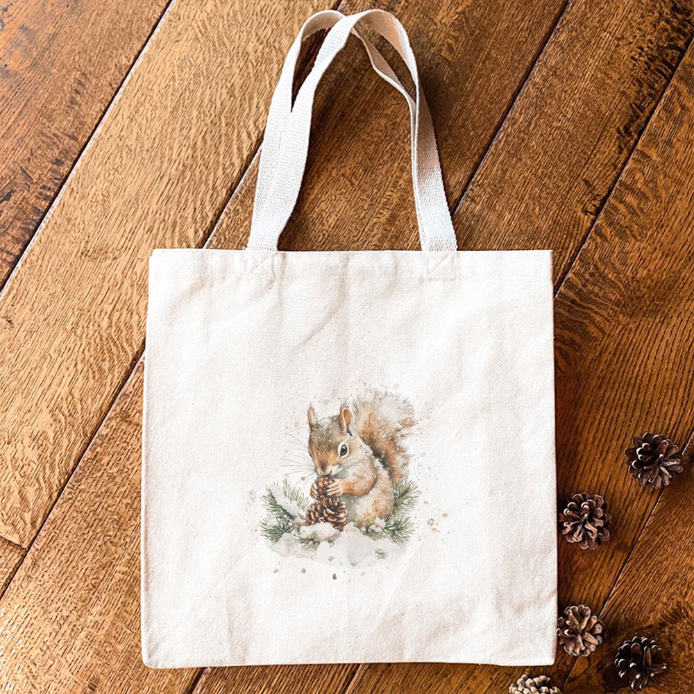 Pinecone Squirrel - Customizable Canvas Tote Bag