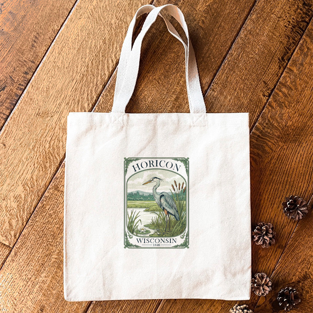 Vintage Blue Heron Tea Tin - Custom Canvas Tote Bag