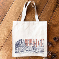 Sketched Cowboy Riding Horse - Custom Canvas Tote Bag