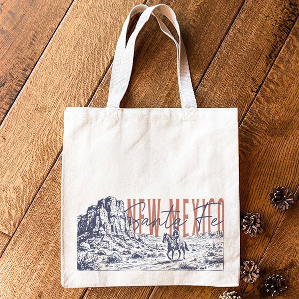 Sketched Cowboy Riding Horse - Custom Canvas Tote Bag