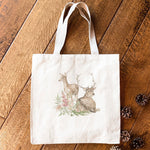 Floral Deer - Canvas Tote Bag