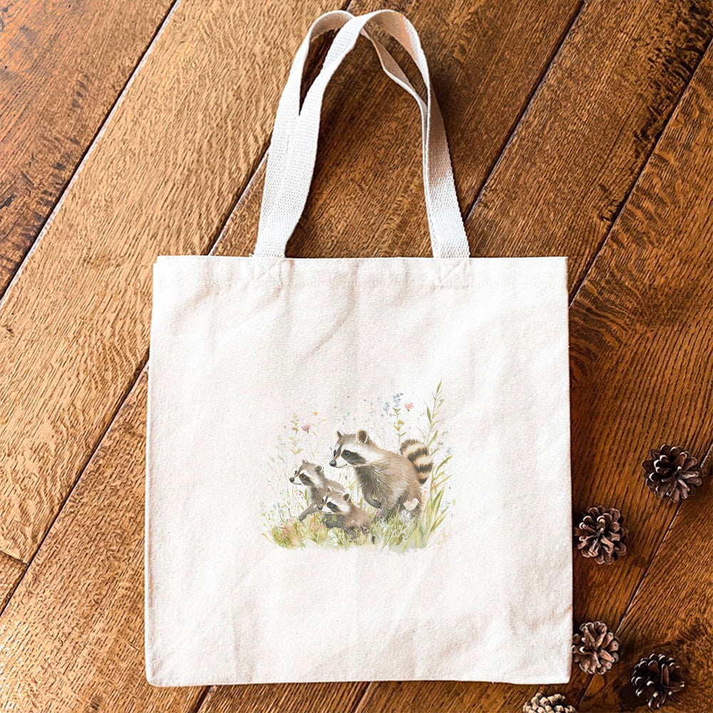Raccoon Family - Spring Canvas Tote Bag