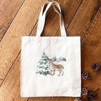 Watercolor Lynx Scene - Canvas Tote Bag