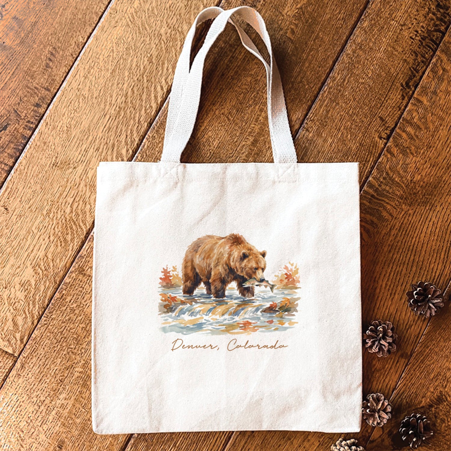 Bear River Scene - Custom Canvas Tote Bag