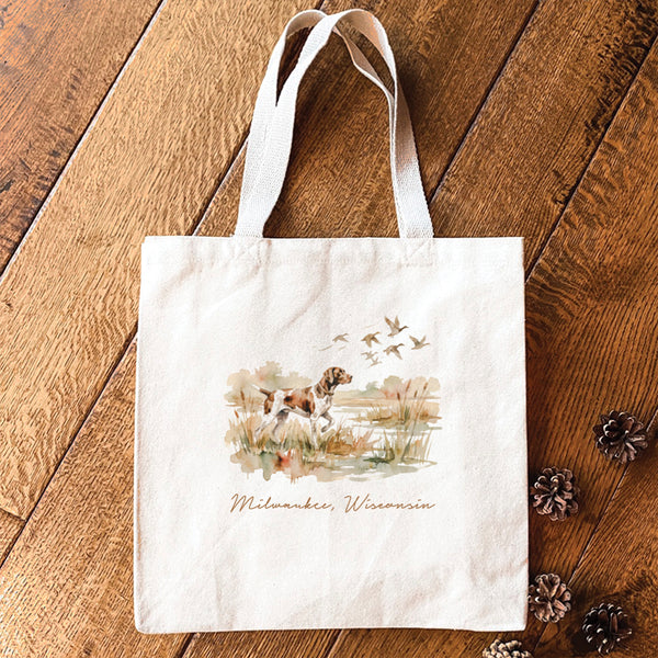 Pointer Marsh Scene - Custom Canvas Tote Bag